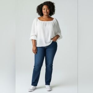 Calvin Klein White XL Boho Overblouse Gauzy Light Lined Party